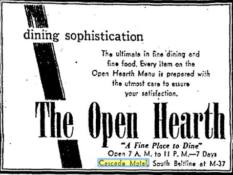 Cascade Motel - November 1959 Ad For Open Hearth